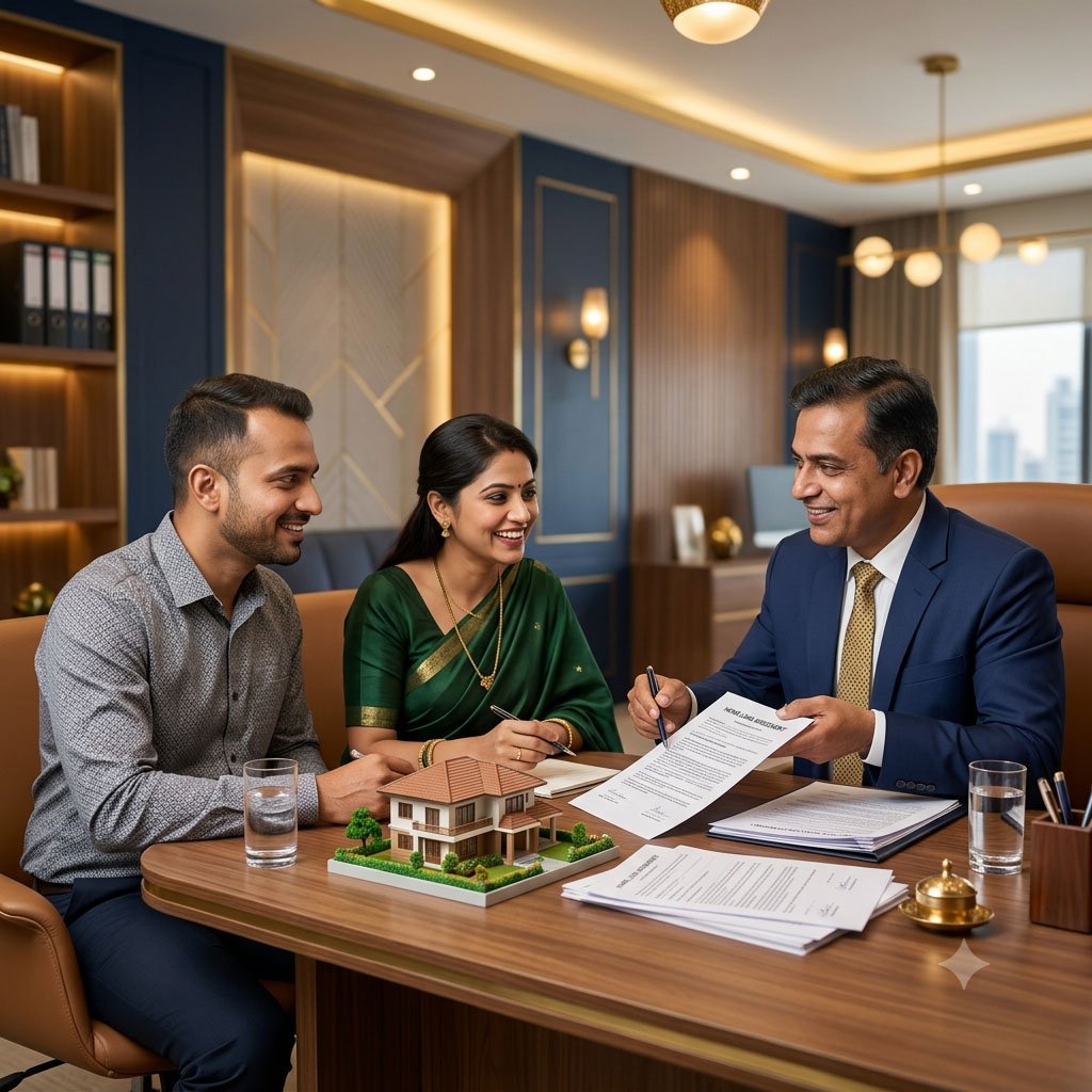 Advisor explaining a home loan to a couple
